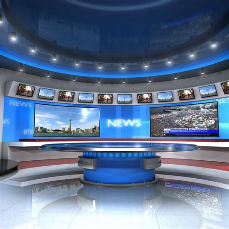 European Virtual Set News Studio 3d Model Virtual Studio Tv Set