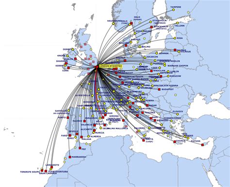 Ryanair Route Map From London Stansted