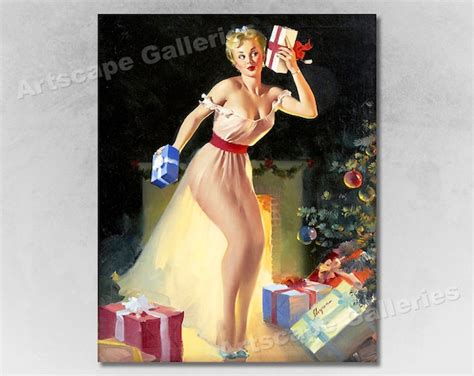 S Elvgren Sexy Pinup Girl Poster A Christmas Etsy