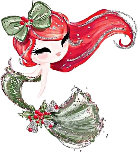 Watercolor Mermaid Christmas Sticker By Stephaniejordan53