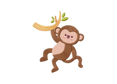 5 Different Sizes For Instant Download Monkey Embroidery Design Art