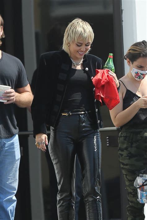 Miley Cyrus In Leather Pants Out In Los Angeles Gotceleb