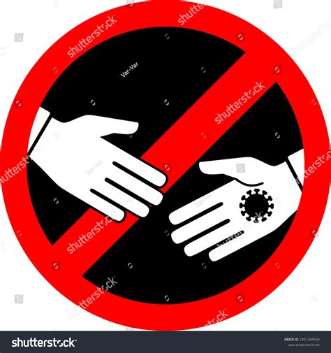 Prohibiting Sign Plate Attention Handshakes Prohibited Stock Vector