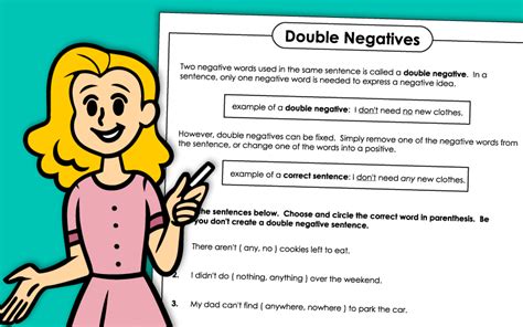 Avoiding Double Negatives Grammar Worksheets Mrs Casey 8th Grade