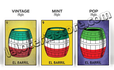 el barril loteria card the barrel mexican bingo art print etsy