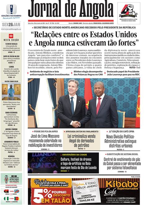 Jornal De Angola Sexta 26 De Janeiro De 2024