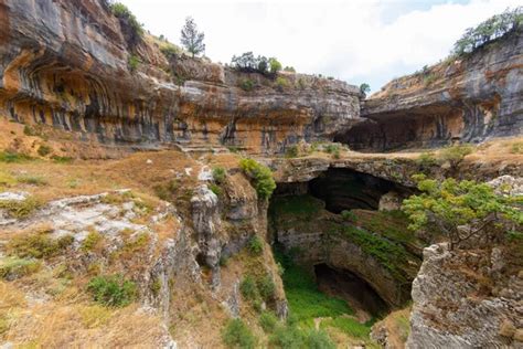 Baatara Gorge Waterfall Lebanon Balaa Sinkhole Caves Formations Covered
