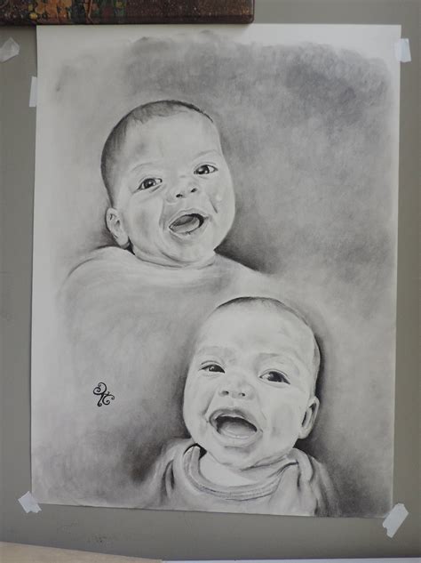 Custom Baby Portrait Charcoal Or Graphite Etsy