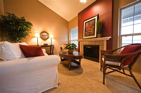 Living Room Light Caramel Color With Red Fireplace Accent Wall Accent Walls In Living Room