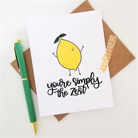 You Re Simply The Zest Card Lemon Greeting Card Etsy
