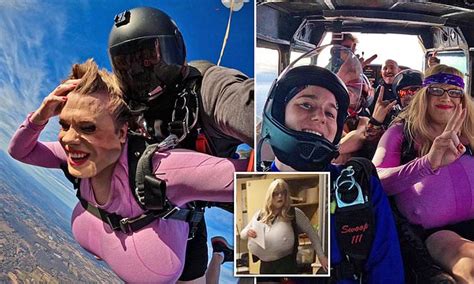 trans teacher who sparked controversy with her prosthetic breasts goes skydiving with male porn
