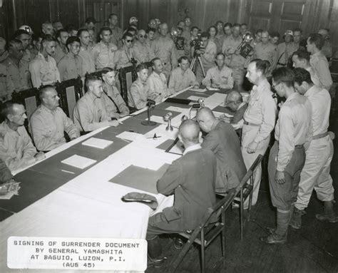 Signing Of Surrender Document By General Yamashita At Baguio Luzon In
