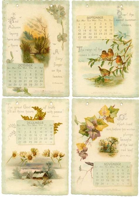 Tennysoncalendarseptdec Vintage Printables Vintage Calendar