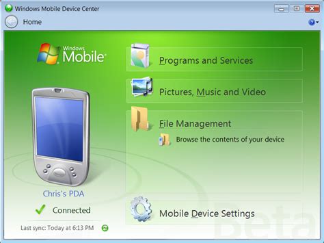 Windows Mobile Device Center Sync Windows Mobile 50