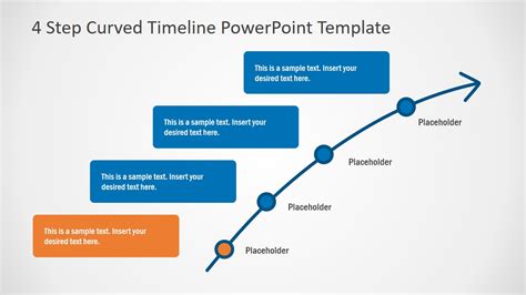 4 Step Curved Timeline Concept For Powerpoint Slidemodel