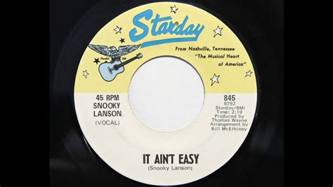 Snooky Lanson It Aint Easy Starday 845 Youtube