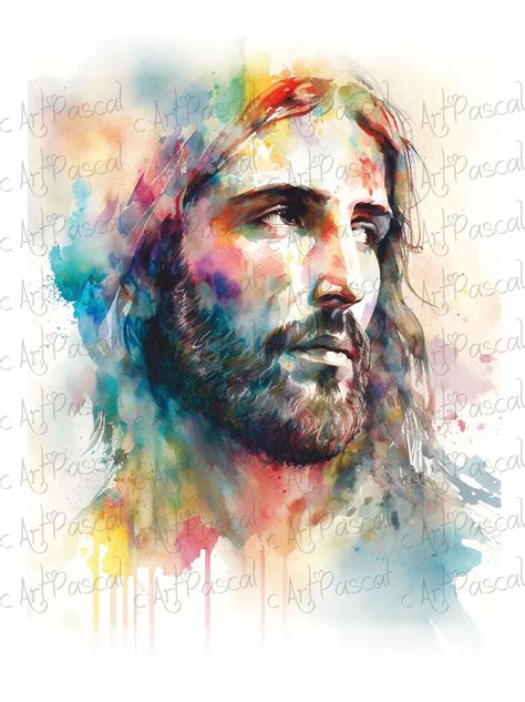 Contemporary Jesus Christ Watercolor Religious Art Christian Etsy