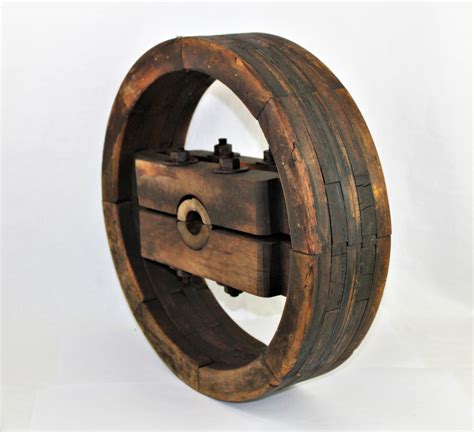 Antique 18 Wooden Split Wheel Pulley Belt Pulley Farm Pulley
