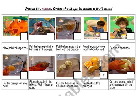 How Do We Make A Fruit Salad Order The Steps Esl Worksheet By Riotnow