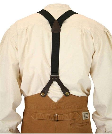Mens Canvas Stagecoach Y Back Button End Suspenders Black