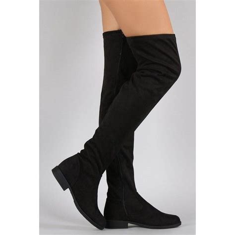 Bamboo Vegan Suede Flat Thigh High Boots Mxn Liked On Polyvore