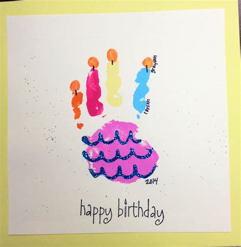 Birthday Cake Handprint Birthday Cards To Print Birthday Card Craft