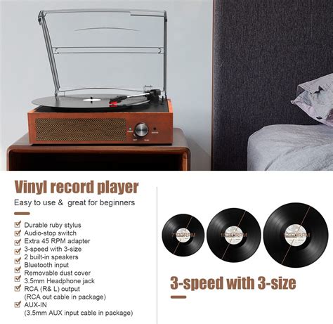 Buy Vinyl Player Bluetooth Turntable Vinyl Record Player With Speakers