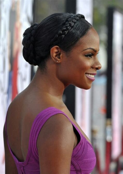 Tika Sumpter Up Do W Braided Accents Straight Black Hair Relaxed