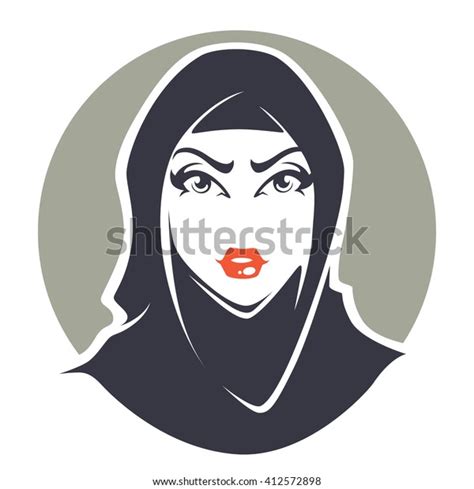 Beautiful Face Arabic Muslim Woman Vector Vector De Stock Libre De