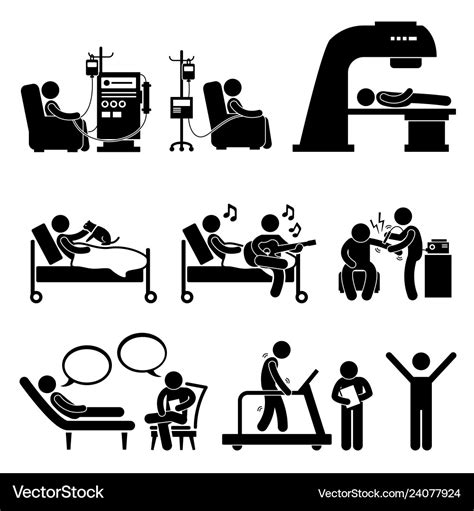 Hospital Medical Therapy Treatment Stick Figure Vector Image