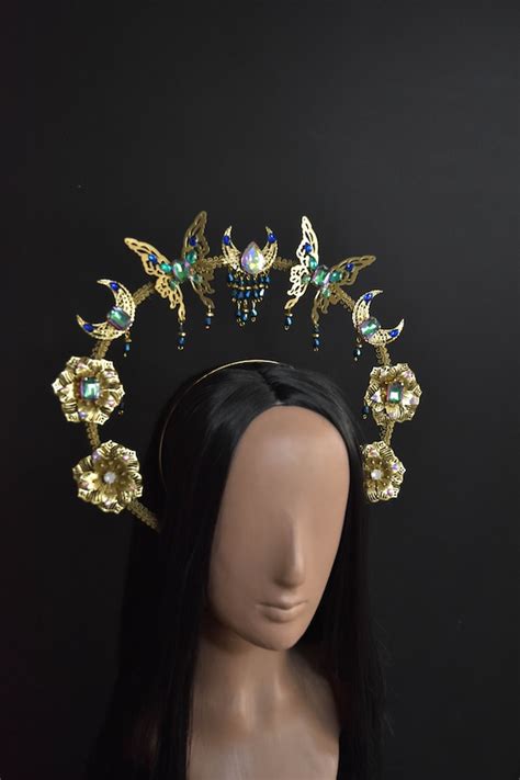 Butterfly Crown Gold Halo Crown Moon Child Halo Headpiece Etsy