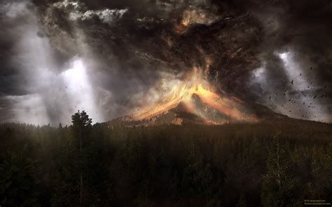 Online Crop Illustration Of Volcanic Eruption Digital Art Nature