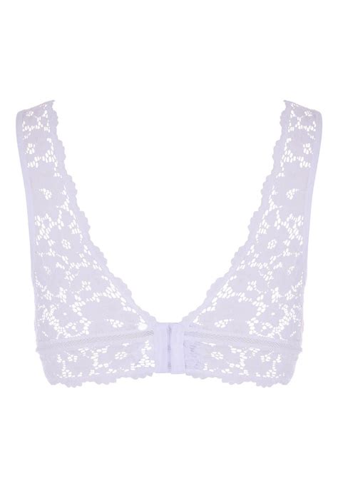 Womens White Floral Lace Padded Bralette Peacocks