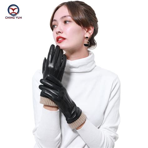 2021 New Winter Women Genuine Leather Gloves Warm Knitted Wrist External Suture Soft Sheepskin