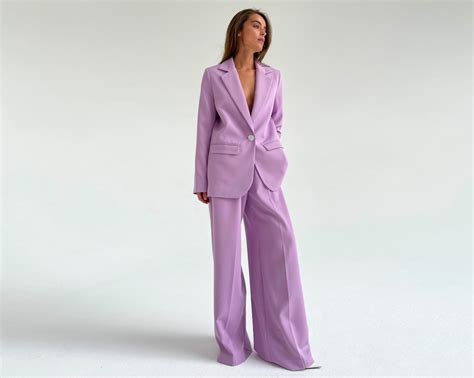 Lavender Pants Suit For Women Lavender Formal Pantsuit For Etsy