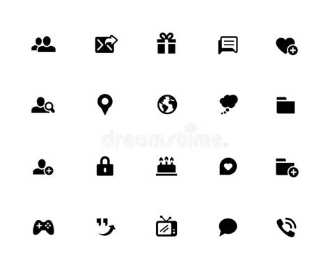 Social Communications Icons 32 Pixels Icons White Series Stock