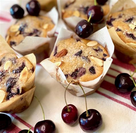 Fresh Cherry Muffins With Almonds The Art Of Food And Wine