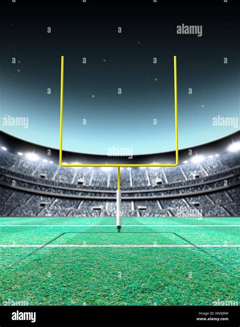 A Generic Seated American Football Stadium With Yellow Goal Posts On A
