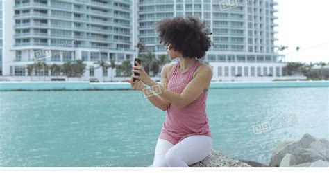 Casual Black Girl Taking Selfie On Embankment Stock Video Footage 11497596
