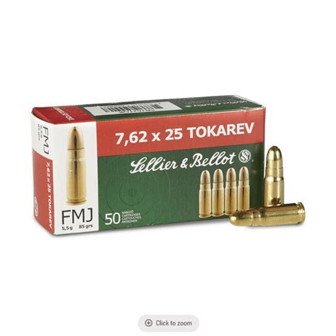 Sellier And Bellot 762x25 Tokarev Fmj 85 Grain 50 Rounds Buy