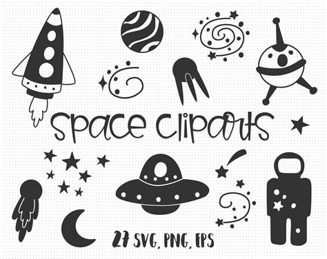Cute Little Space Clipart Set Rocket Svg Planet Svg Spaceship Svg By