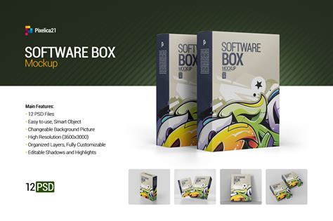software box mockup  packaging mockups  yellow images creative store
