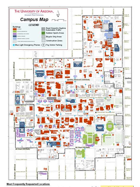 University Of Arizona Campus Map Pdf