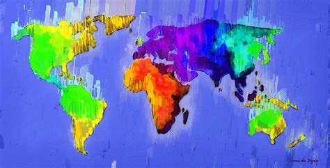 Abstract World Map 3 Da Digital Art By Leonardo Digenio Fine Art