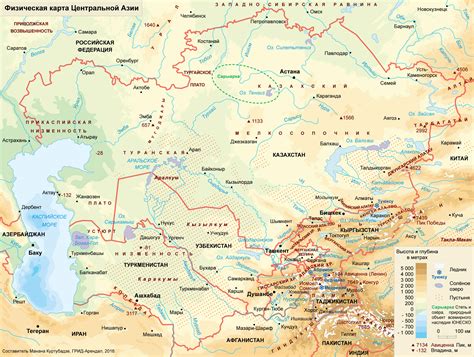 Physical Map Of Central Asia Ru Grid Arendal