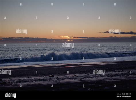 Reynisfjara Beach During Sunset Stock Photo Alamy