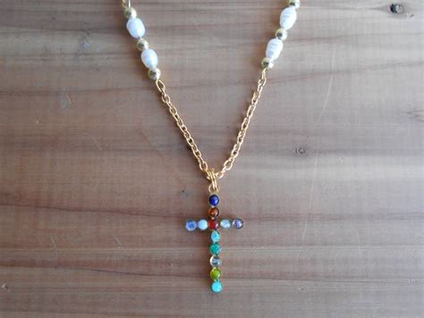 New Jerusalem 18 Necklace Handmade Gemstone Cross Etsy Precious