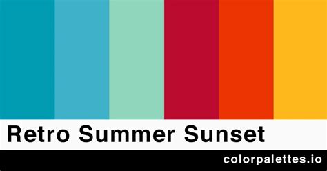 Retro Summer Sunset Color Palette Color Palettes