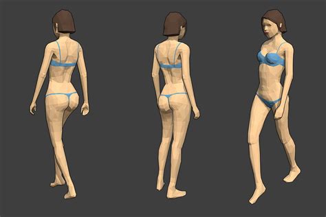 Rigged Lowpoly Female Character Caren GameDev Market