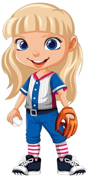 Premium Vector Blonde Girl Baseball Player
